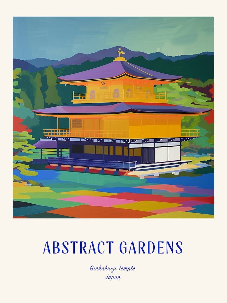 Colourful Gardens Ginkaku Ji  Temple Japan 8 Blue Poster