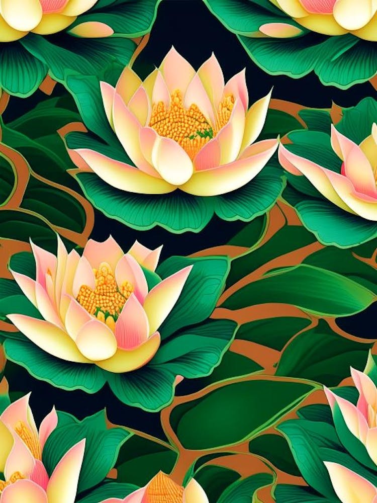 Lotus Flower Repeat Pattern Fauvism Matisse 6