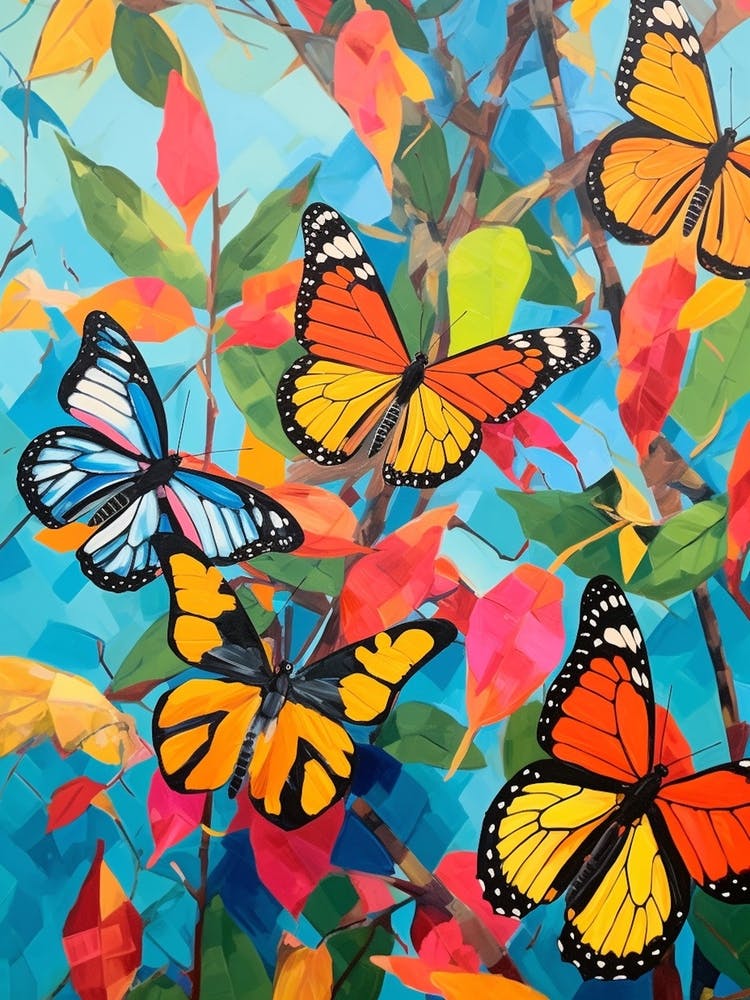 Pop Art Glasswing Butterflies 3