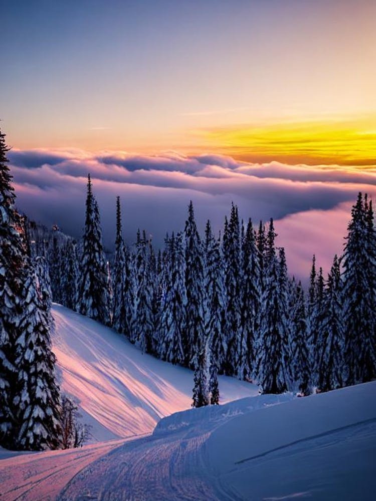 Méribel, France Sunrise Skiing Poster