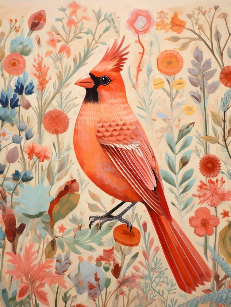 Cardinal 2 Detailed Bird Painting