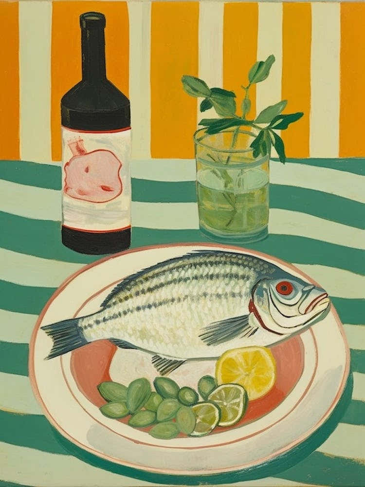 Sea Bass Italian Still Life Painting