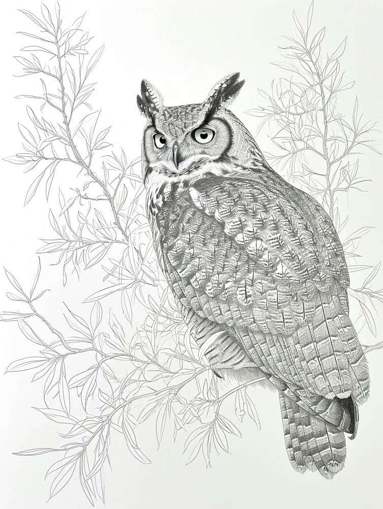 Verreauxs Eagle Owl Drawing 3