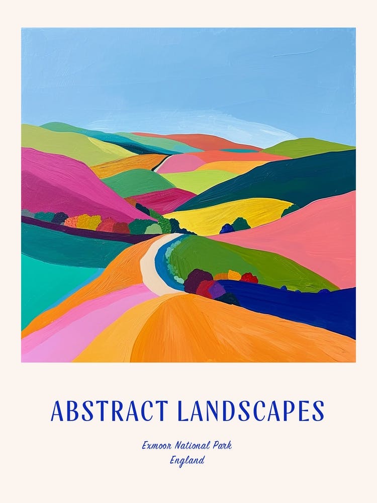 Colourful Abstract Exmoor National Park England 1 Poster Blue