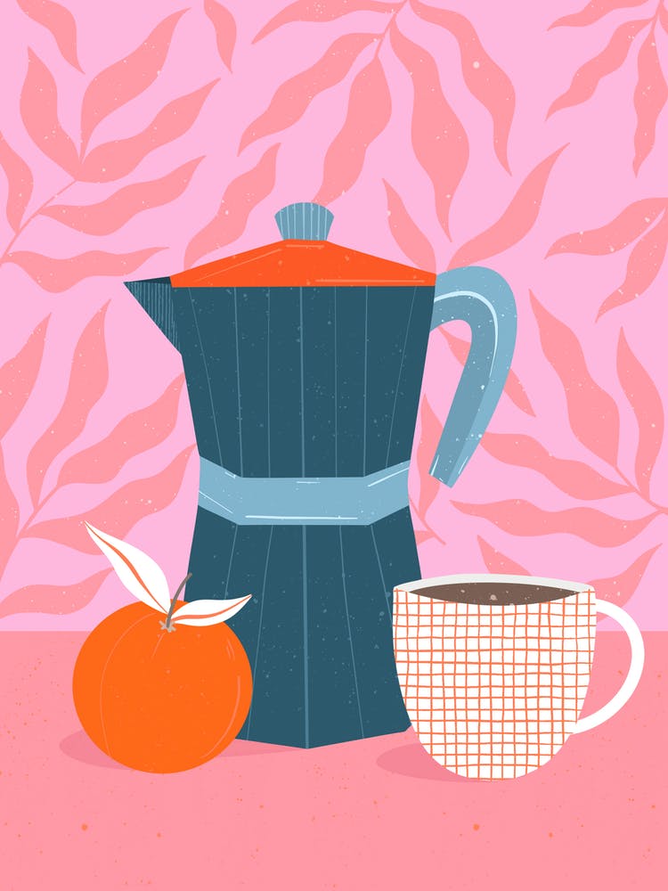 Coffee Pot And Orange