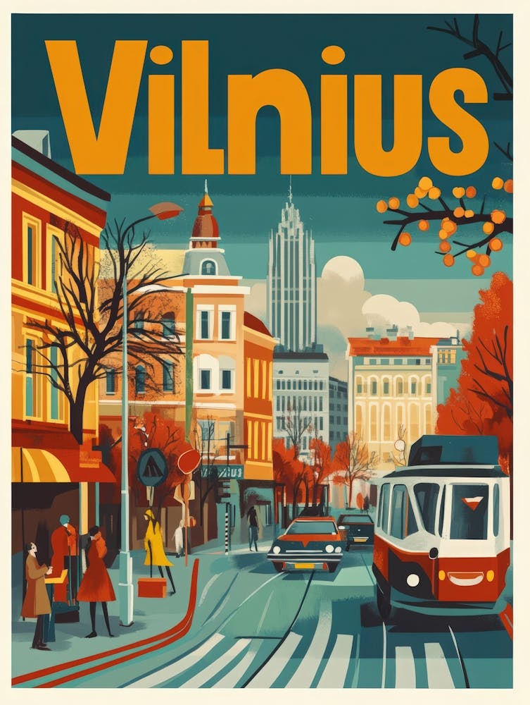 Aihrgdesign A 1970s Inspired Travel Poster For Vilnius