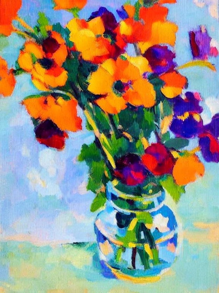 Eustoma Floral Abstract Block Colour 1 Flower