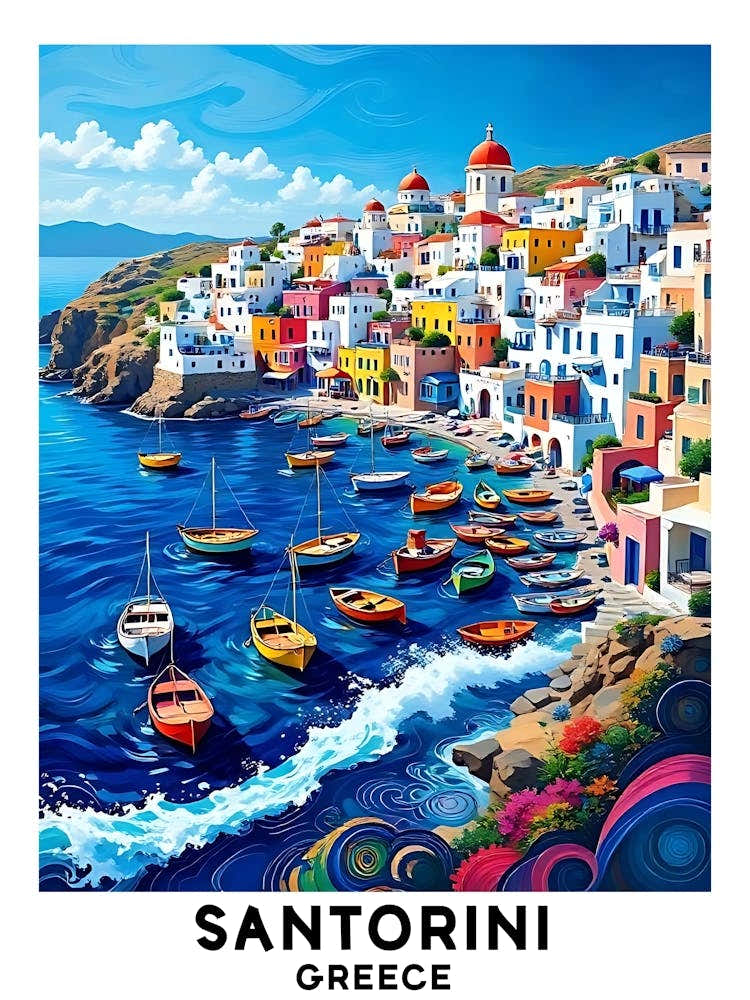 Santorini - Greece Vintage Travel Poster 47