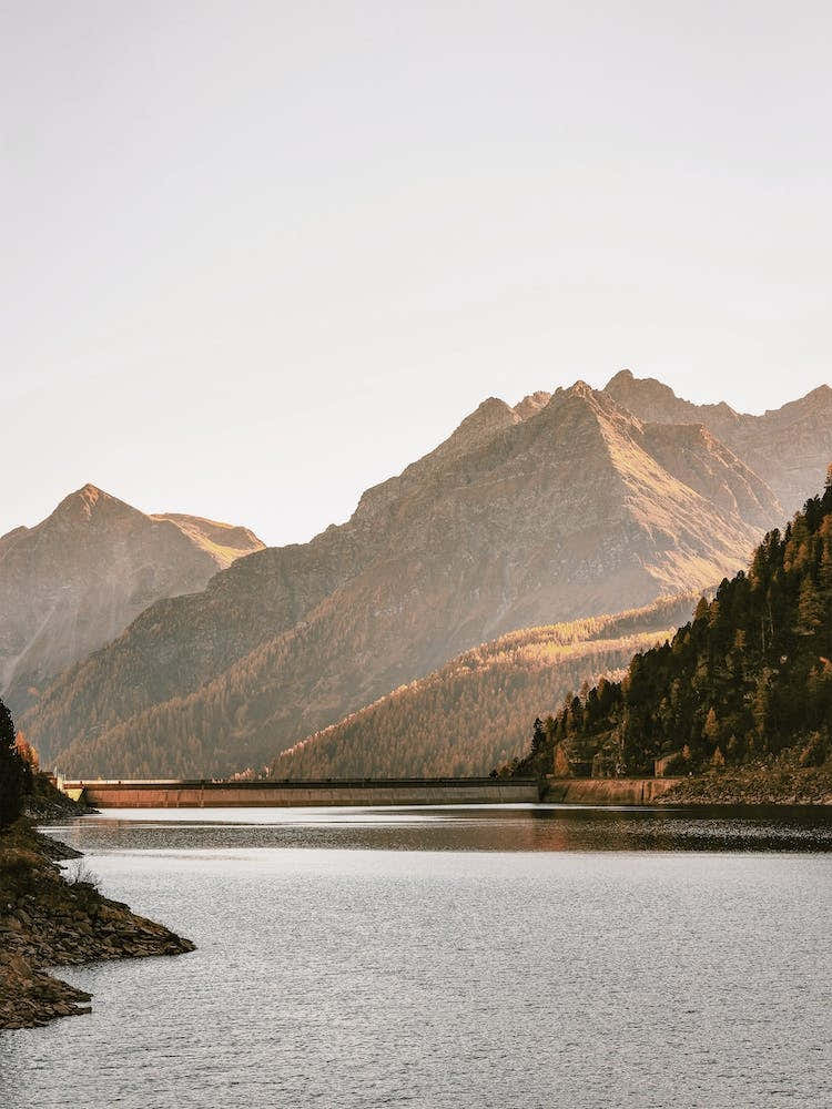 Warm Mountain Lake Sunset