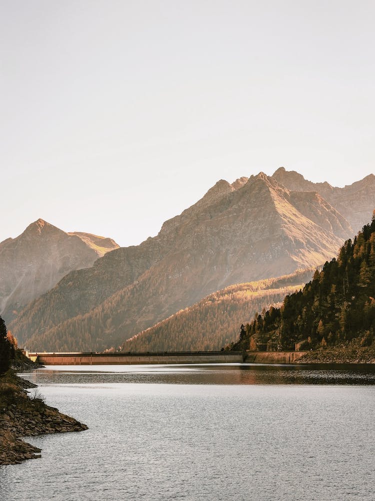 Warm Mountain Lake Sunset