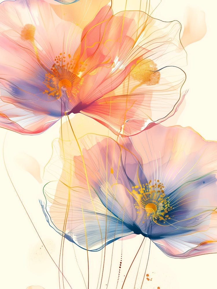 Watercolor Poppies nature art 1