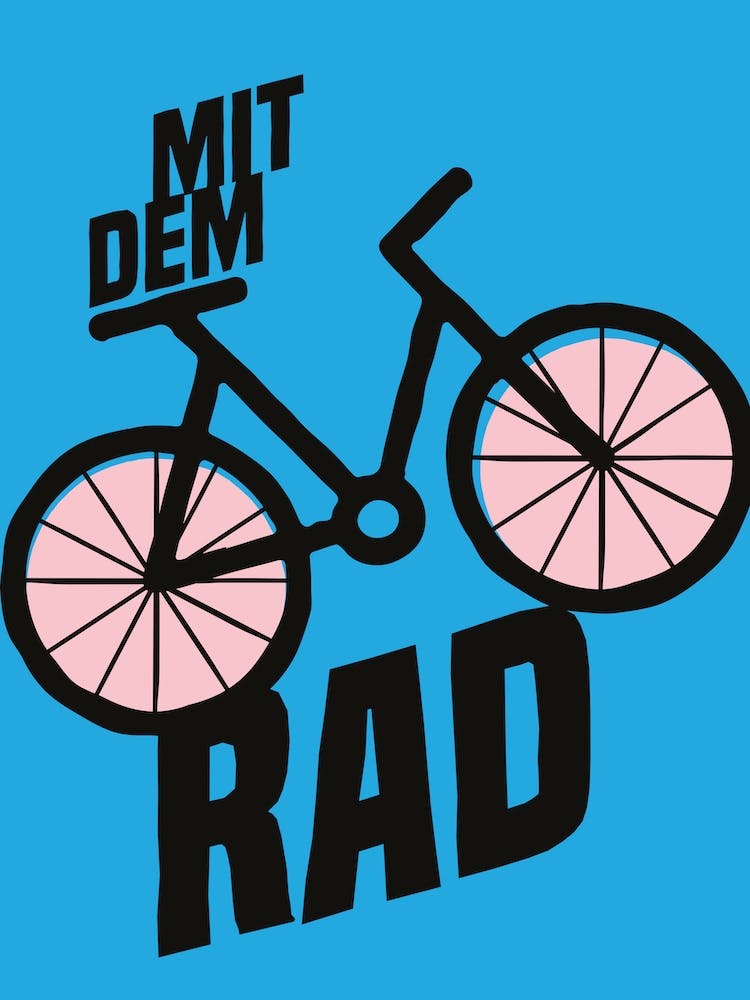 Blue Gcse German I Like To Ride My Bike Typographic