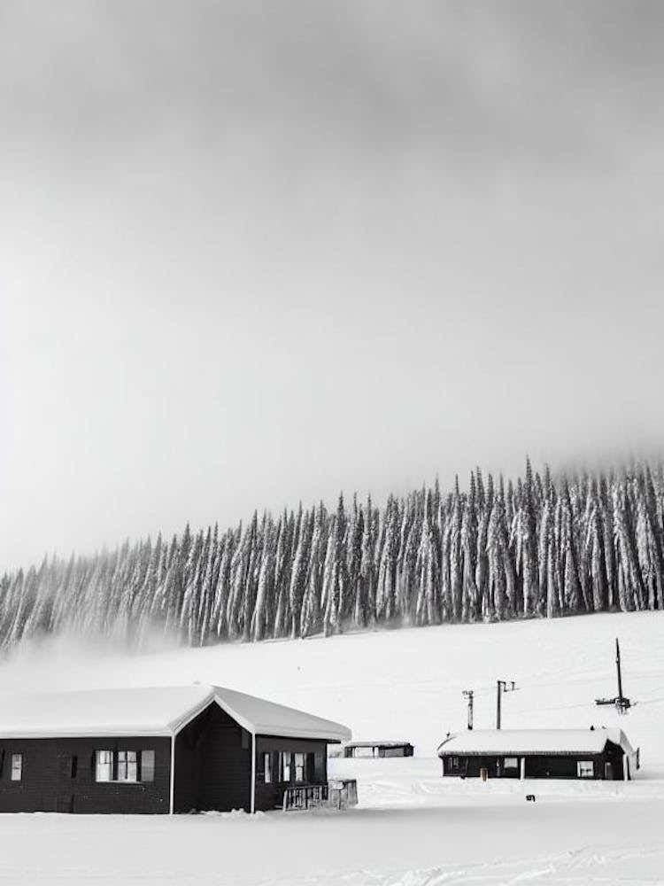Mont Sainte Anne, Canada Black And White Skiing Poster