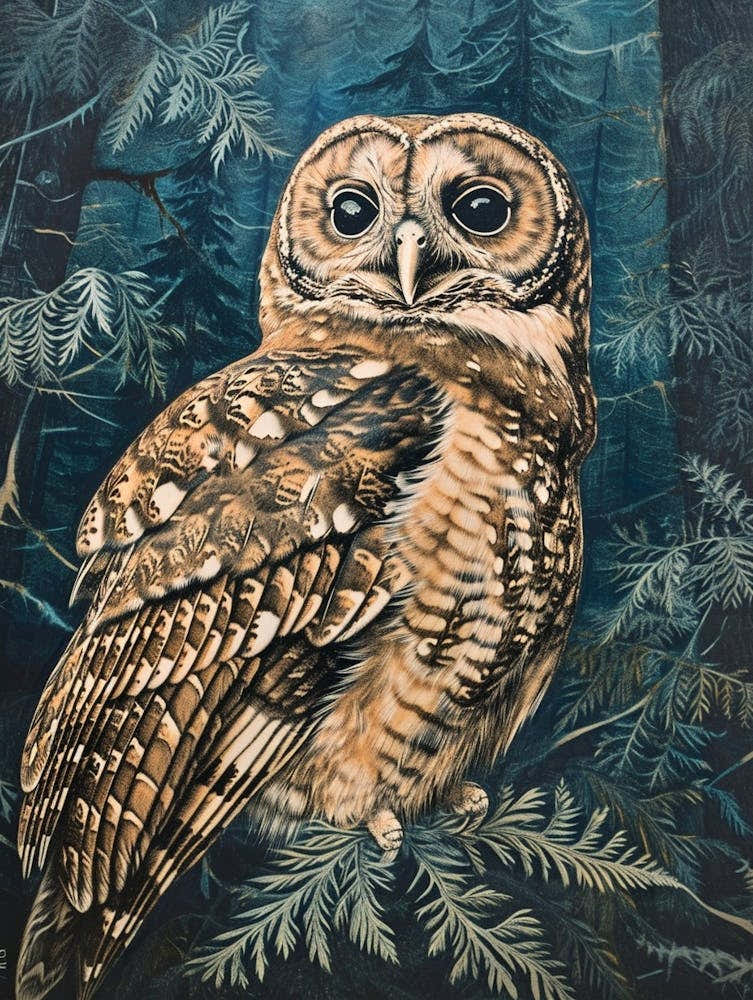 Spotted Owl Relief Illustration 1