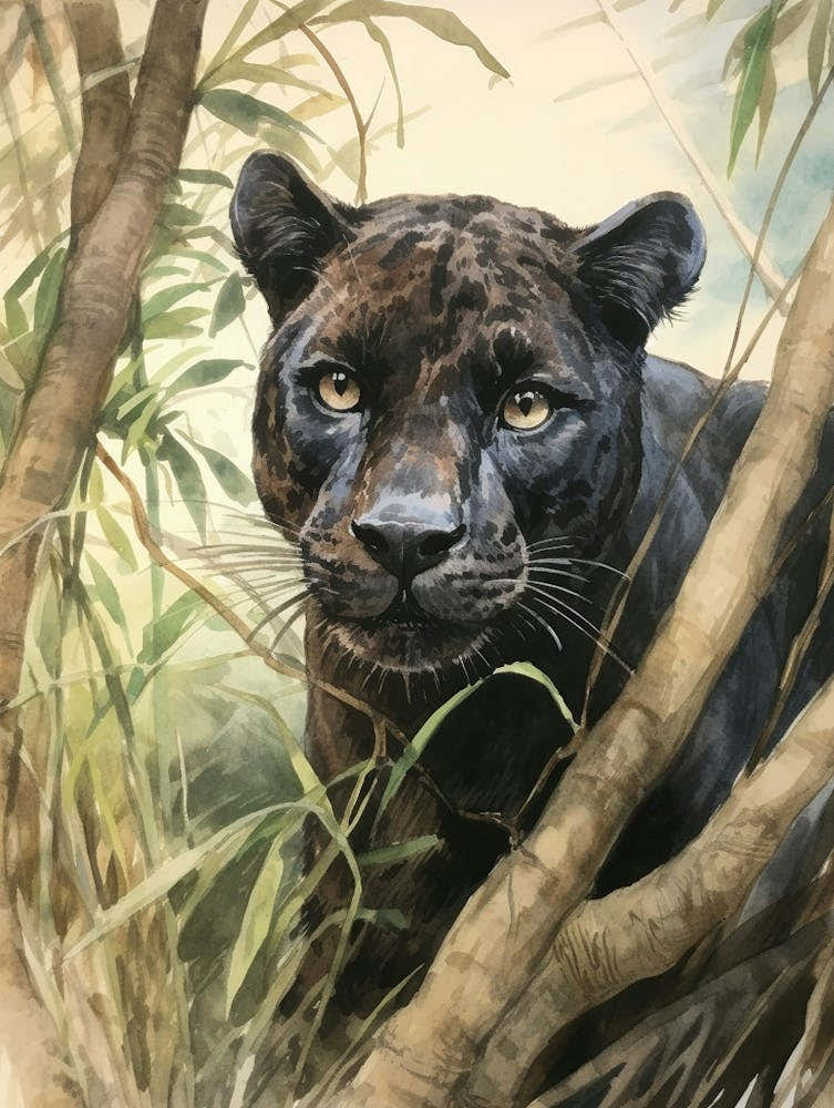 Storybook Animal Watercolour Panther 3