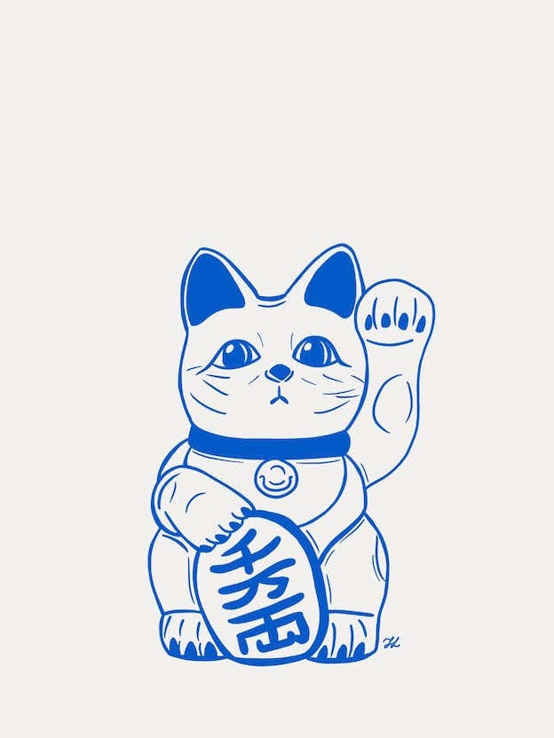Blue Lucky Cat