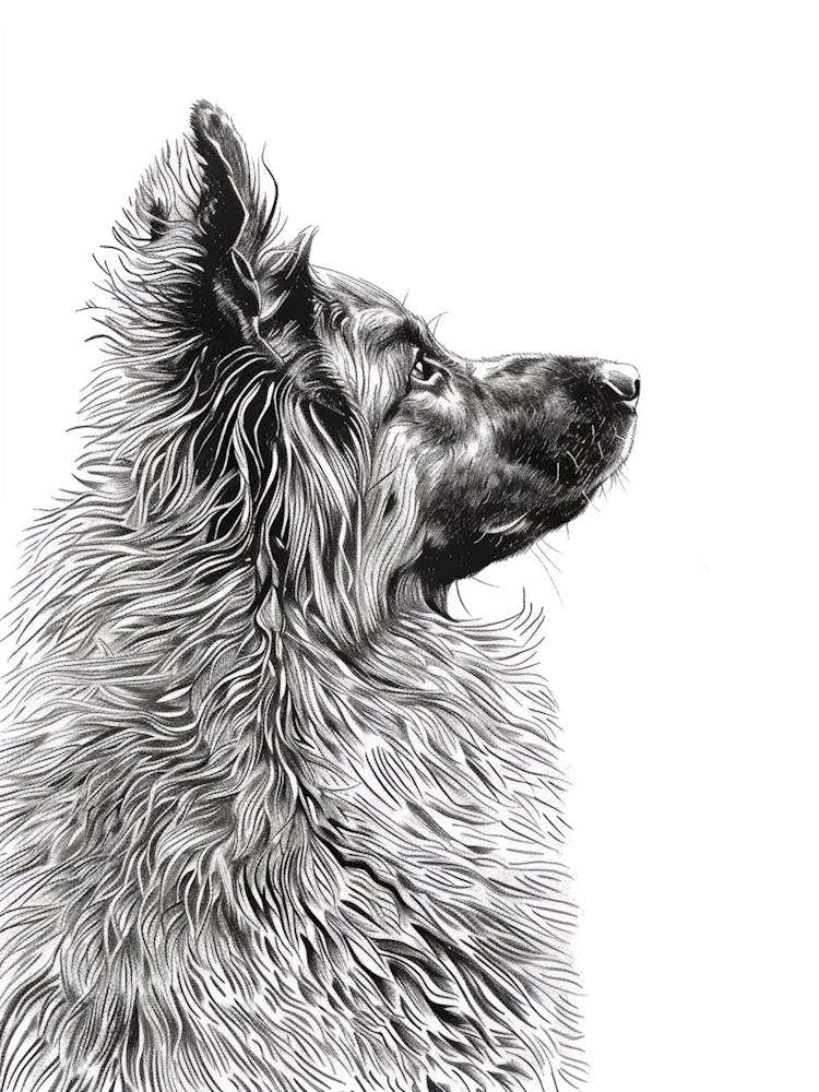 Belgian Tervuren Dog Line Sketch 1