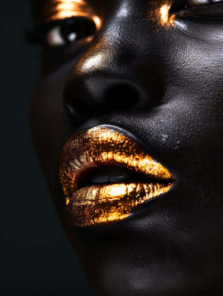 Black Woman With Gold Lips 1