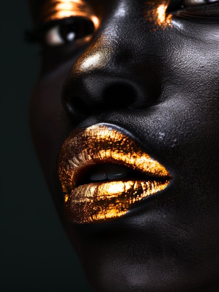 Black Woman With Gold Lips 1