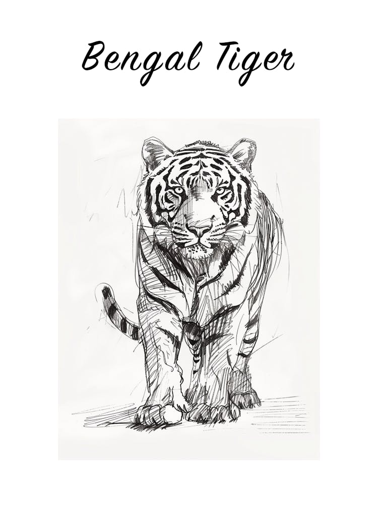 B&W Bengal Tiger 2 Poster