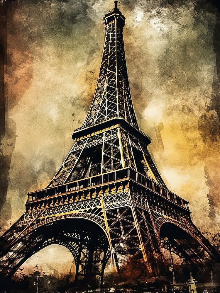 Eiffel Tower Paris France Sketch Drawing Style 9