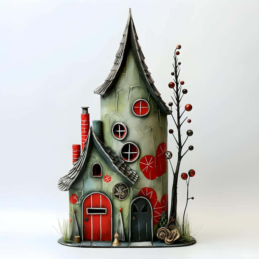 Whimsical Christmas Elf House Handmade Fairy Cottage Rustic Holiday Decor Unique Winter Wonderland Centerpiece Fantasy Home Gift