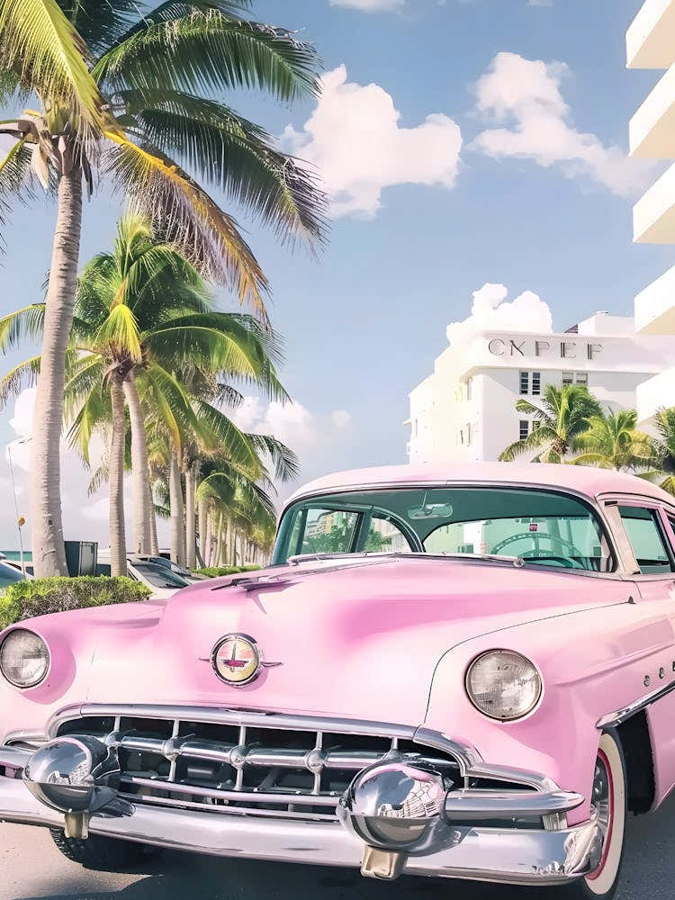 Pink Car In Miami 1