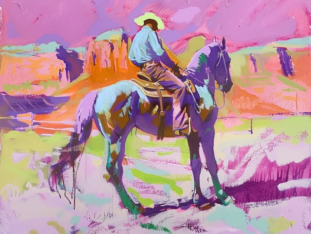 Neon Cowboy In Red Rock Canyon Nevada 1 Painting