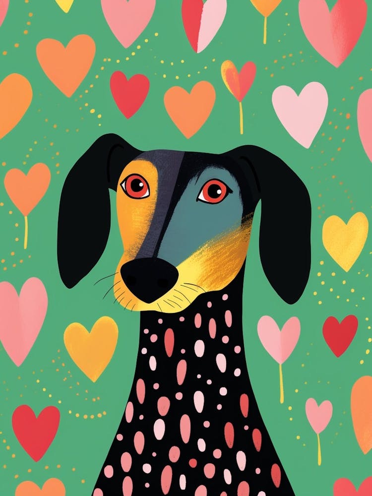 Abstract Cute Heart & Dog Line Illustration 4