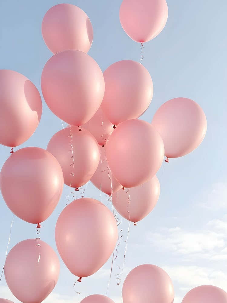 Pink Aesthetic Balloons Against The Sky Photography