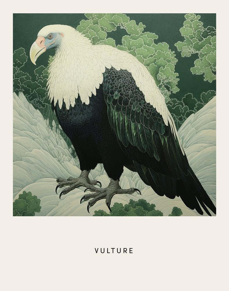 Ohara Koson Inspired Bird Painting Vulture 3 Poster