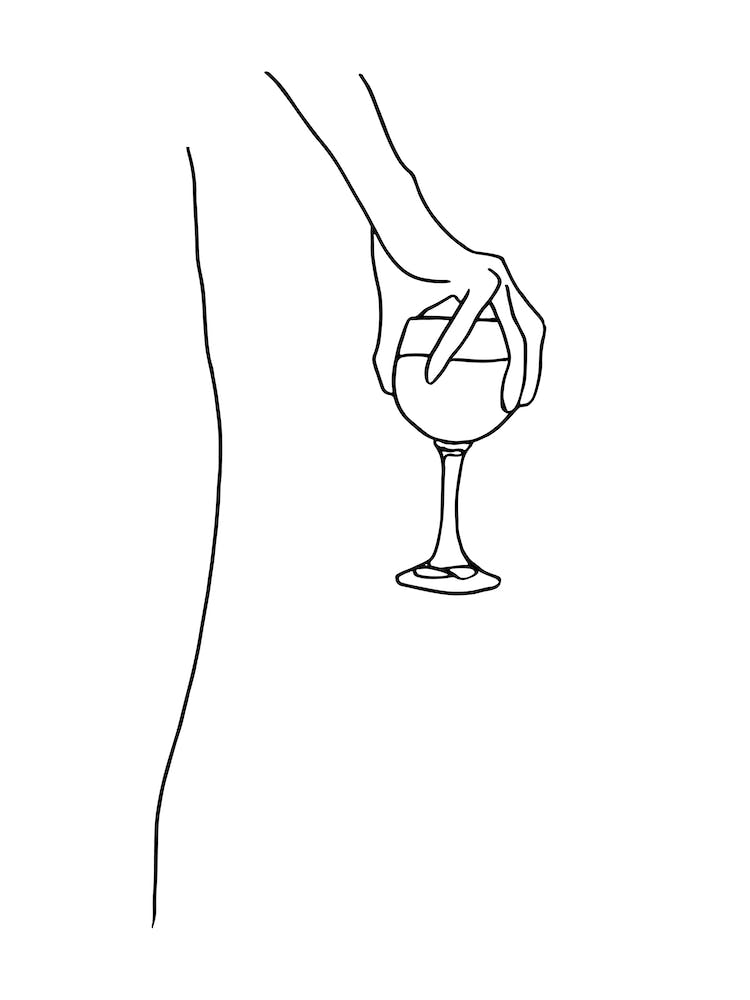Holding Wine Glass Lineart