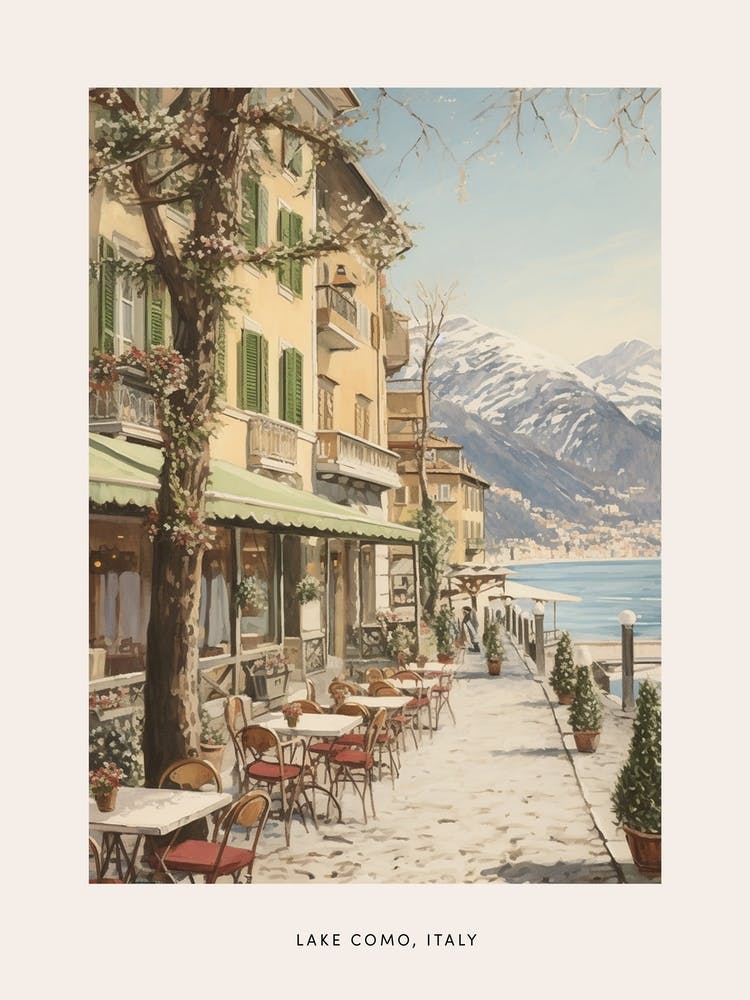 Vintage Winter Poster Lake Como Italy 1