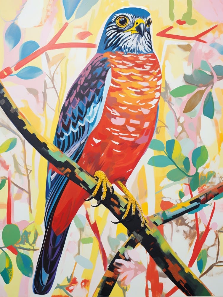 Colourful Bird Painting Eurasian Sparrowhawk 4