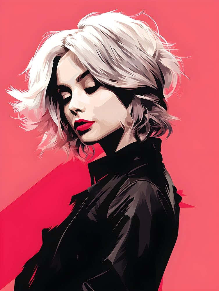 Girl With Short Hair on Pink Background