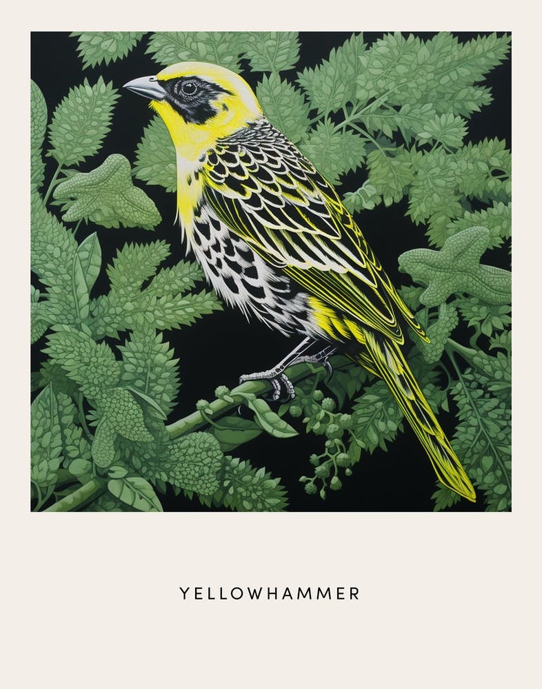Ohara Koson Inspired Bird Painting Yellowhammer 1 Poster