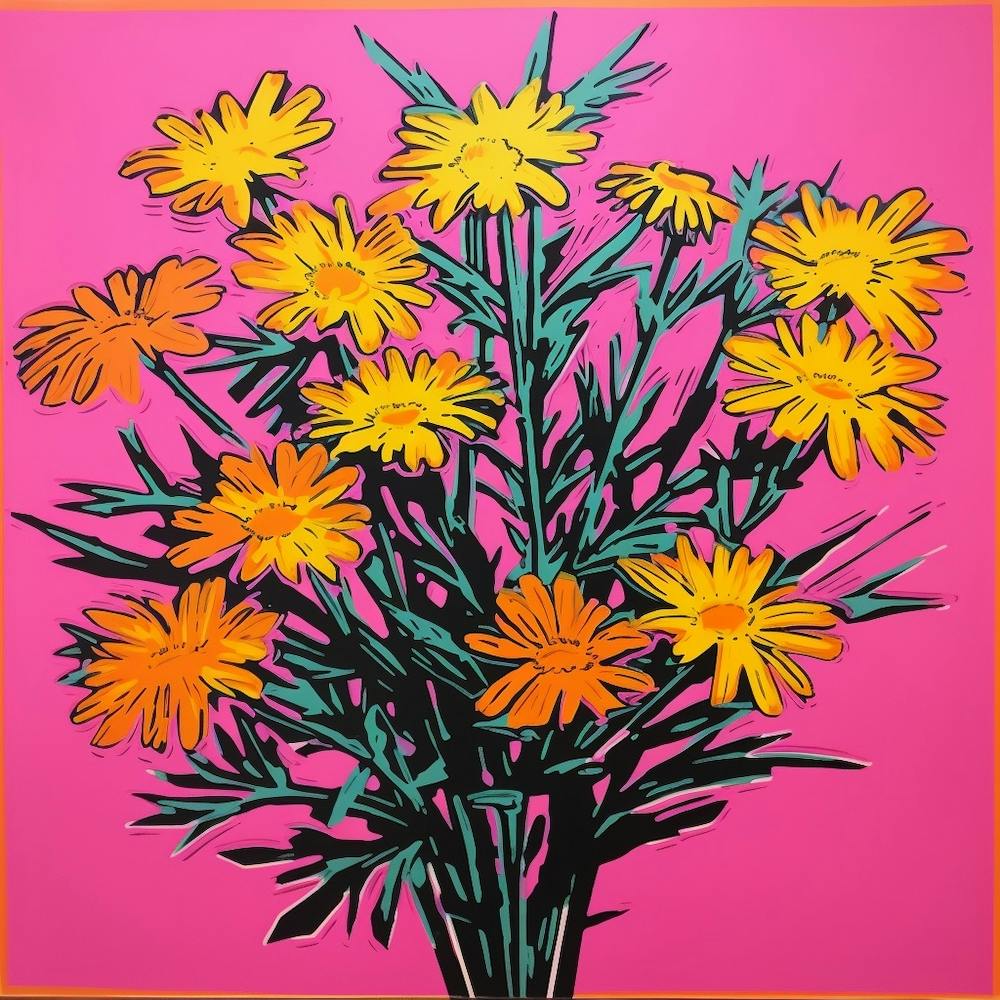 Asters 2 Pop Art Illustration Square