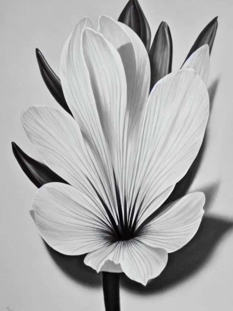Crocus B&W Pencil 1 Flower