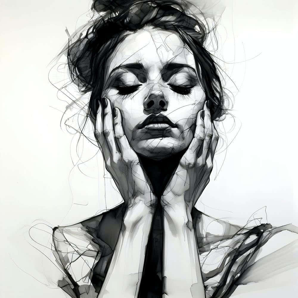 Depressed Woman Art Sketch By Csaba Fikker 7022