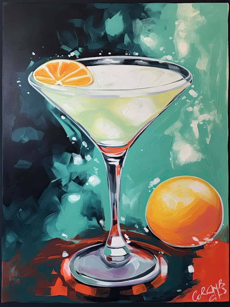 Pisco Sour Cocktail Oil Painting 2