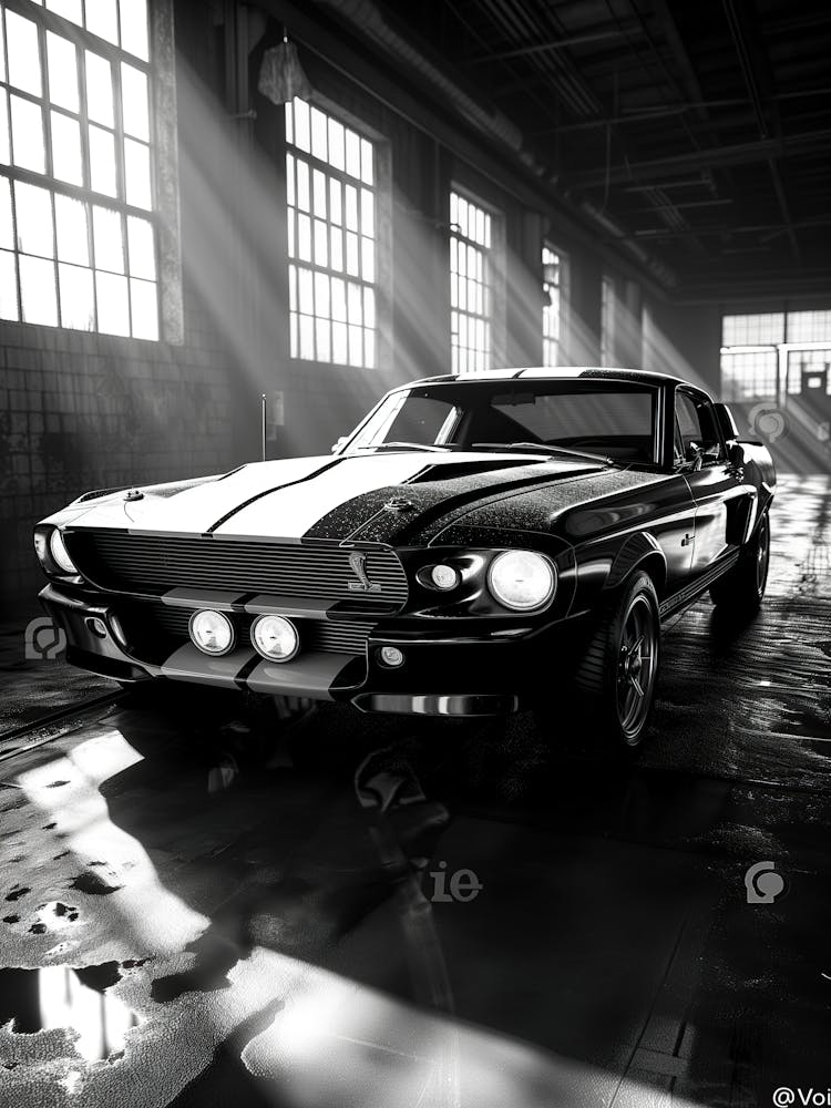 Black And White Mustang 1