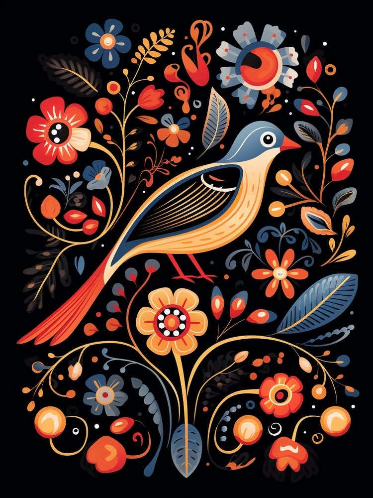 Folk Bird Illustration Magpie 4