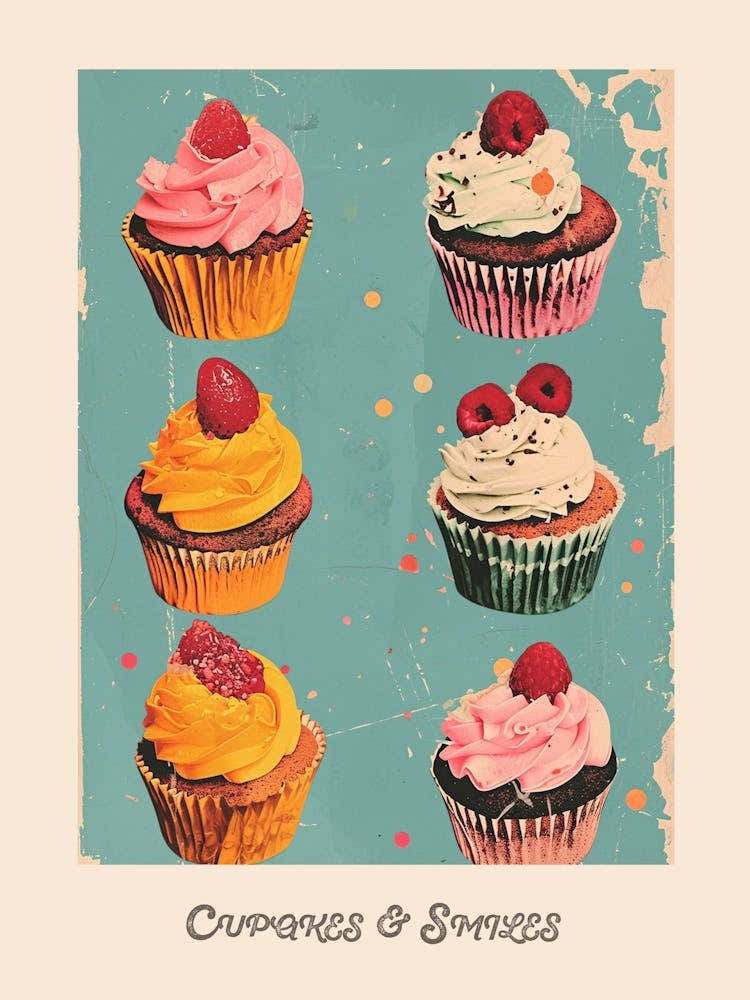 Cupcakes & Smiles Retro Poster 3