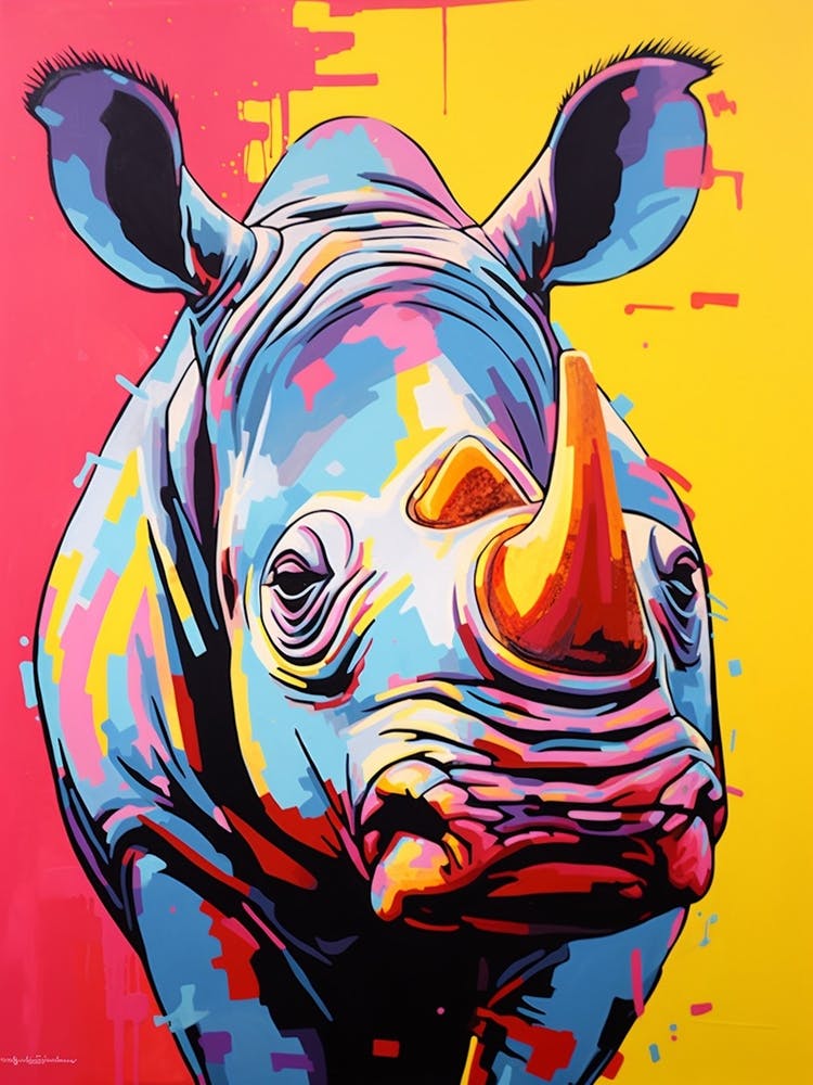 Rhino Pop Art Yellow Blue Pink 1