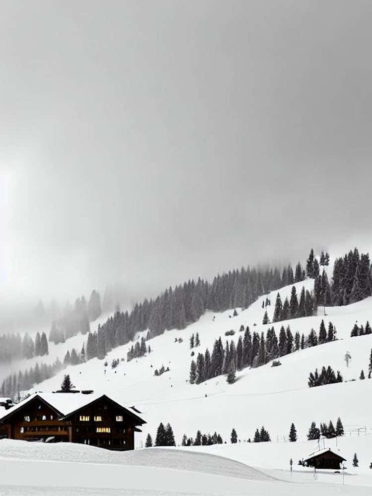 Alta Badia, Italy Black And White Skiing Poster