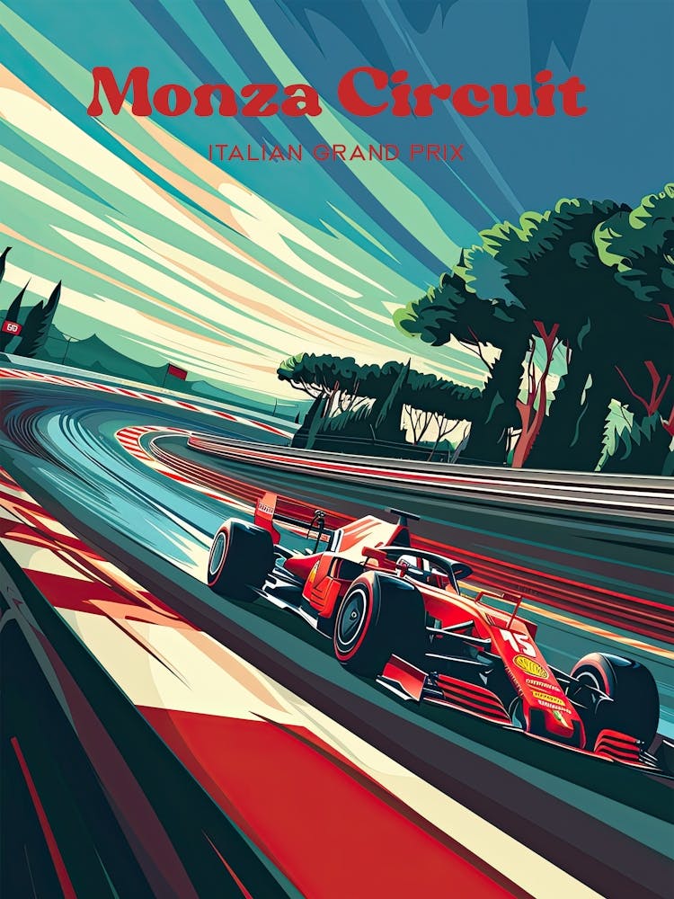 Monza Circuit Italian Grand Prix Mercedes Digital Travel Illustration