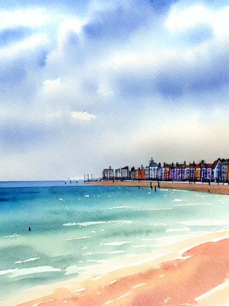 Brighton Beach 3, East Sussex Watercolour