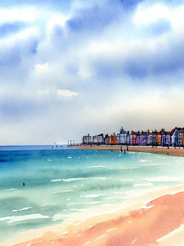 Brighton Beach 3, East Sussex Watercolour