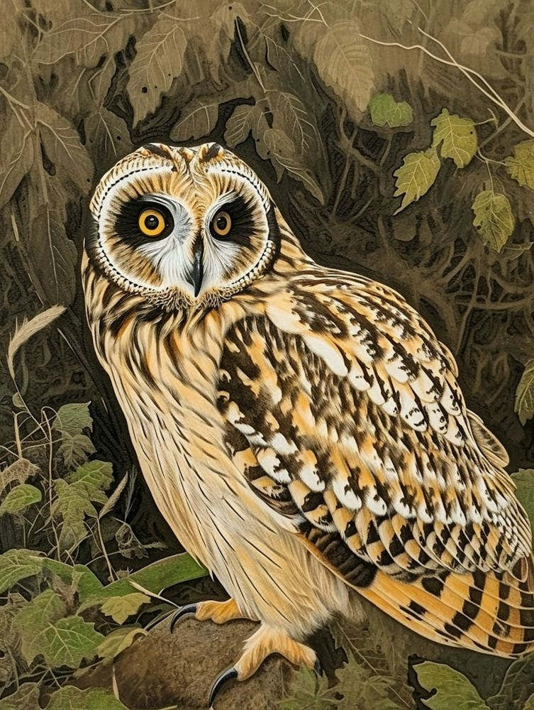 Short Eared Owl Relief Illustration 3