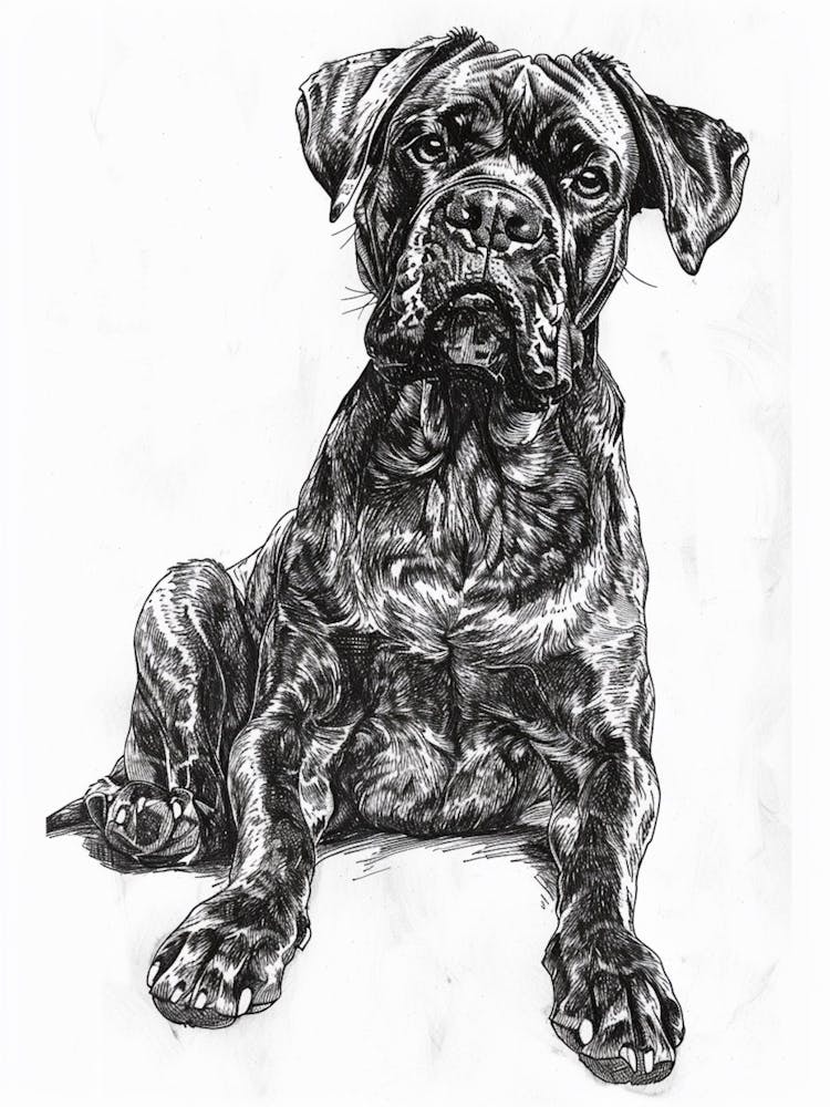 Mastiff Dog Line Sketch 1